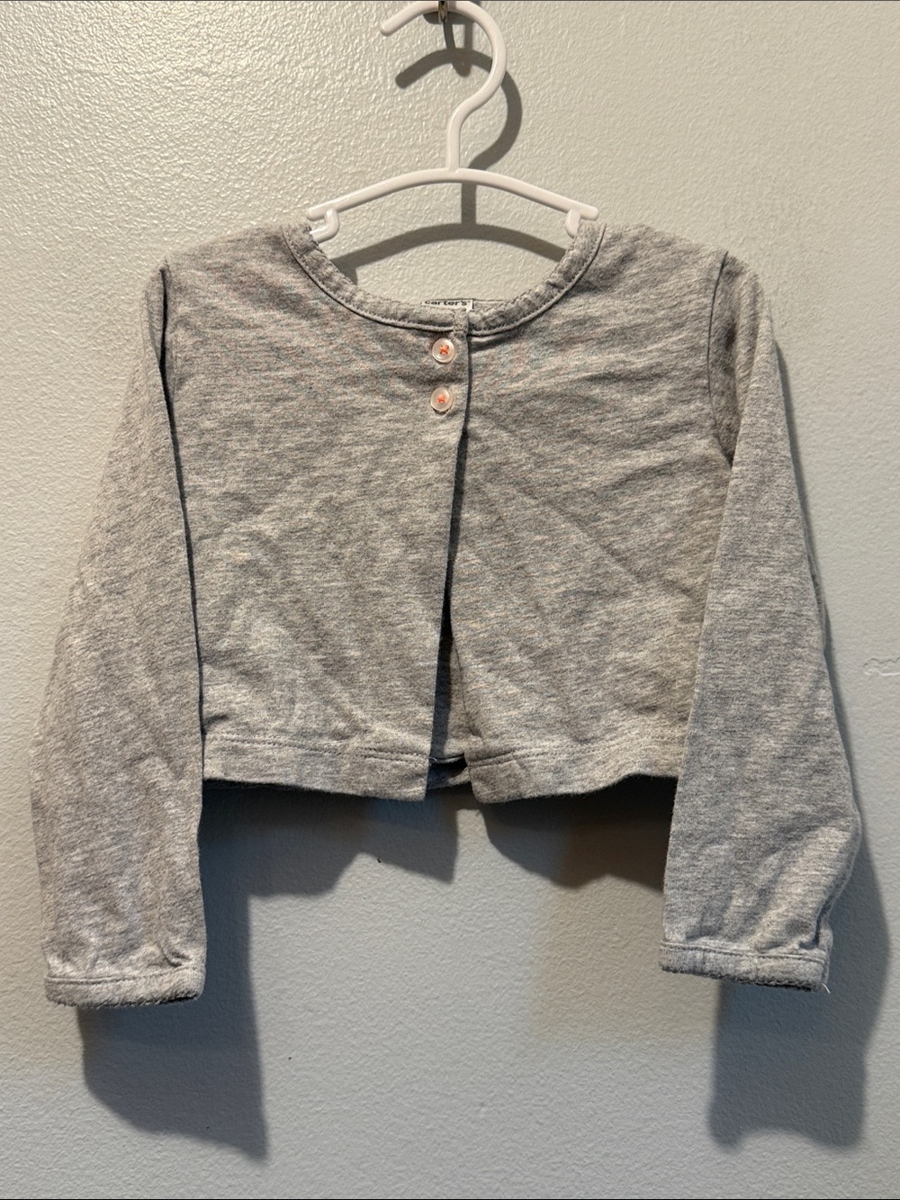 Carters 24 Months Grey Long Sleeve Cropped Cardigan